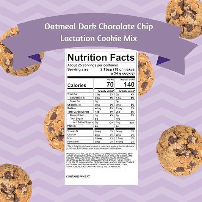 MilkBliss Dark Chocolate Chip Lactation Cookie Mix- Oatmeal Breastfeeding Cookie Supplement Support