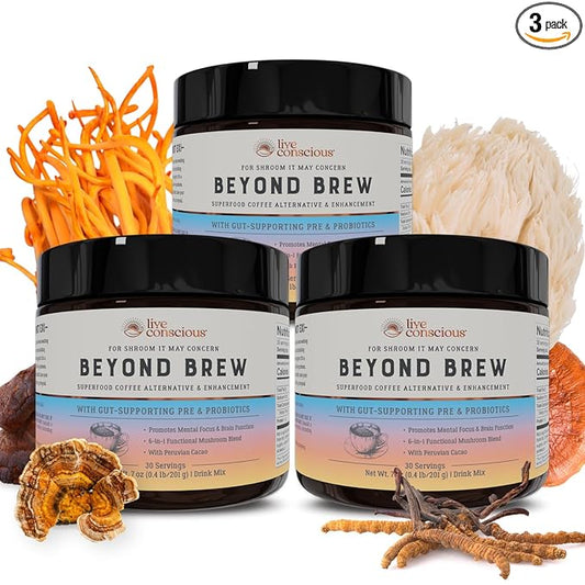 Live Conscious Beyond Brew - Superfood Coffee Alternative - Low Caffeine - Powerful Mushroom