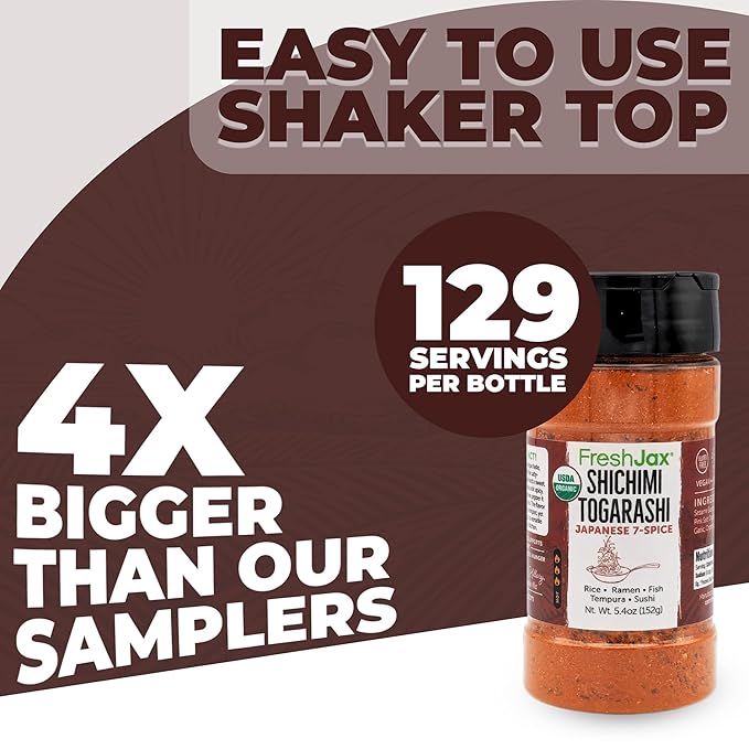 FreshJax Organic Shichimi Togarashi ??Japanese 7 Spice Seasoning Mix (5.4 oz) Non-GMO, Gluten-Free
