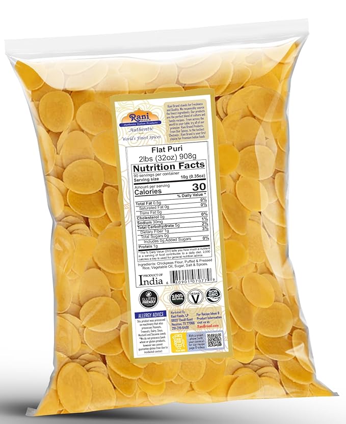 Rani Pani Puri Coins 32oz (2lbs) 907g, Bulk Pack 330-335 Coins ~ Uncooked, Microwaveable wheat and