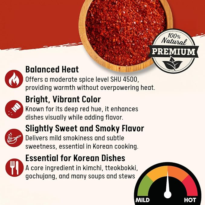 Asiatic Dishes Gochugaru Korean Red Pepper Flakes ??6.34oz Bottle of Sun-Dried Chili Powder for