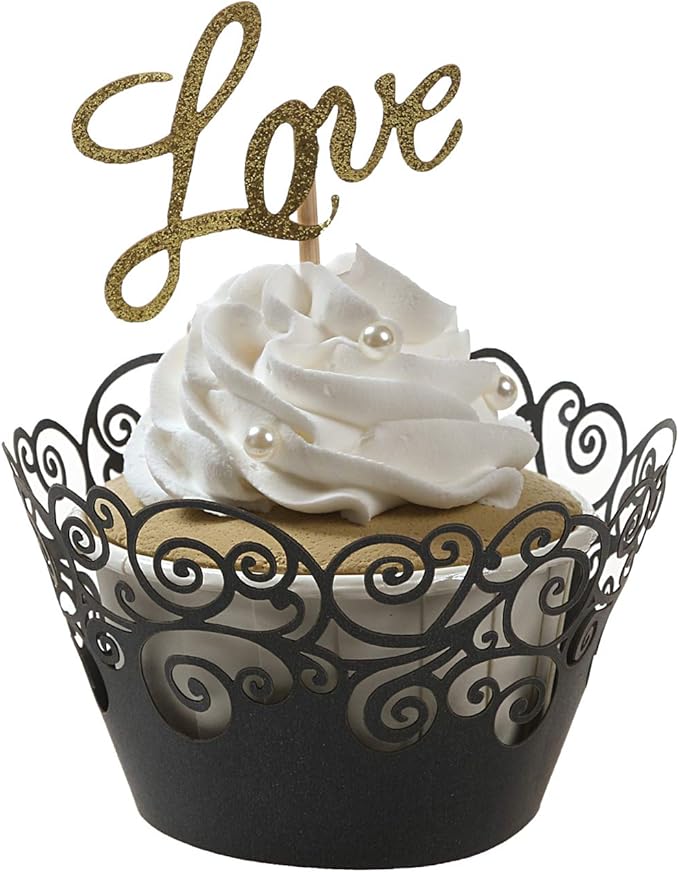 Cupcake Wrappers, KPOSIYA 100 Pack Cupcake Wraps Filigree Artistic Bake Cake Paper Cup Little Vine