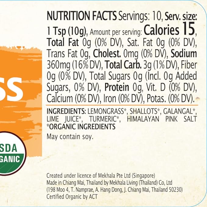 Mekhala Organic Gluten-Free Asian Cooking Paste Lemongrass Turmeric Paste