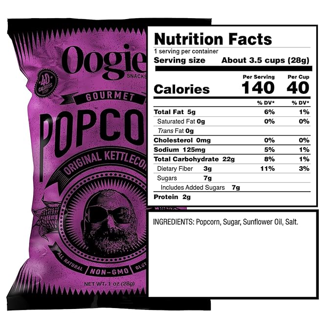 Oogie's Gourmet Popcorn | 20 Pack | Original Kettlecorn Flavor | Gluten Free Popcorn Snacks | 1oz
