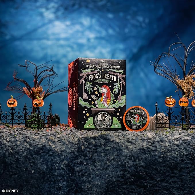 Bones Coffee Company Frog's Breath, Chocolate Mole Flavored Coffee Pods, Low Acid Medium Roast
