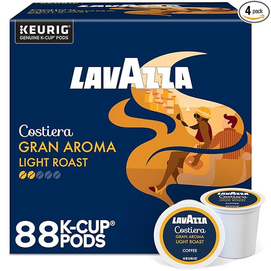 Lavazza Costiera Gran Aroma, Single-Serve Keurig K-Cup Pods, Light Roast Coffee, 88-Count Box (4