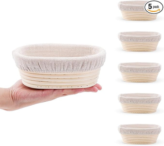 Mini Oval Proofing Set (6.5inch, set of 5), Sourdough Proofing Baskets Bread Dough Rising Bowls