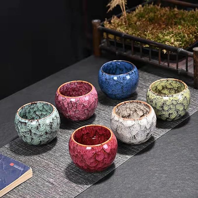 MQjzsh Chinese Japanese Traditional Ceramic Tea Cups, Mini Ceramic Kung Fu Tea Cups, Mate Cup Set