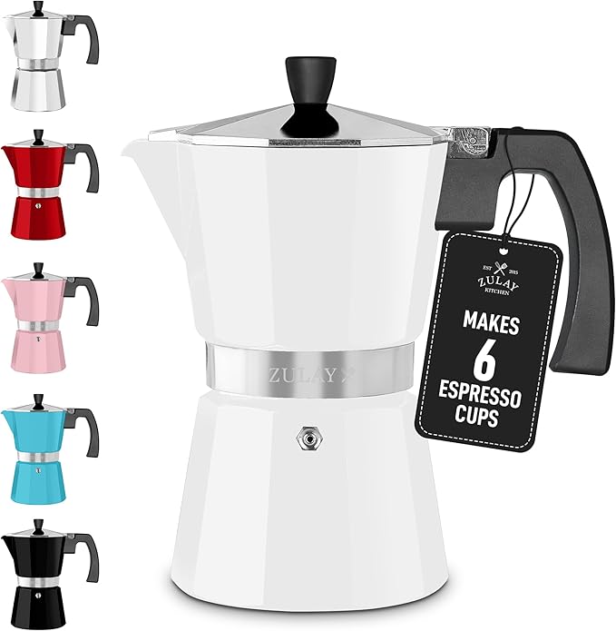 Zulay Moka Pot Espresso Stovetop Coffee Maker - Leak-Proof, Stainless Steel, Easy to Clean, Heat