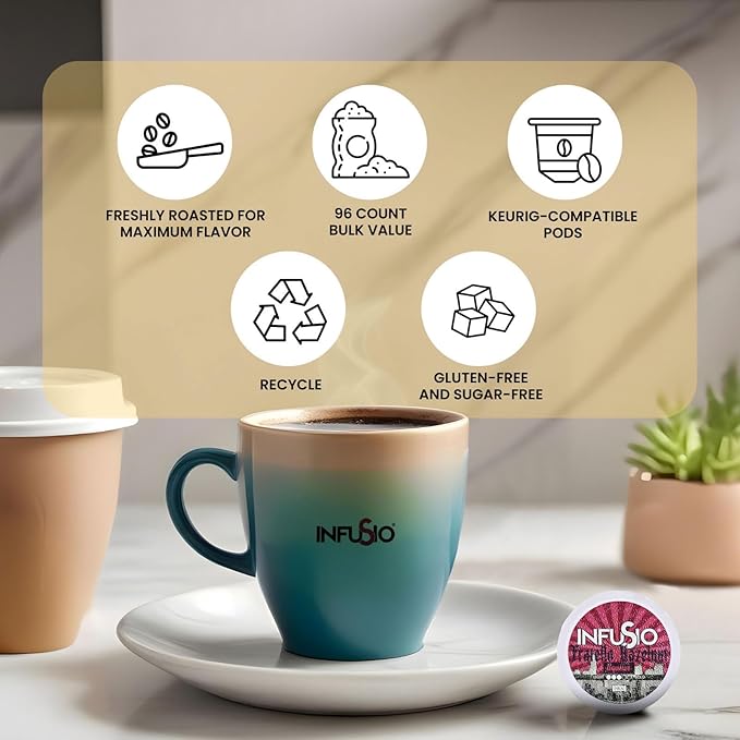 InfuSio Coffee Pods 96 Count Fratello Hazelnut Liqueur Flavored Medium Roast Single serve Coffee