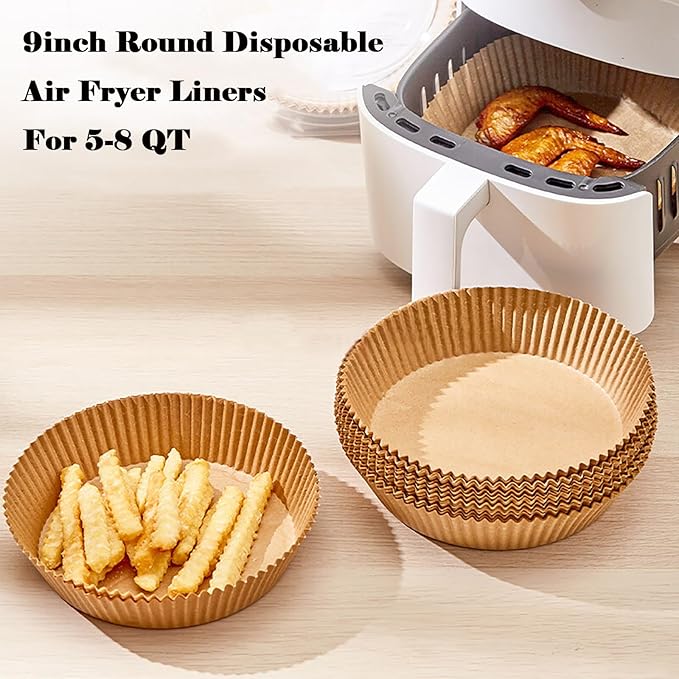 Air Fryer Liners Disposable,200PCS Victoyaw 9 Inch Round Air Fryer Parchment Paper Liners for 5-8QT