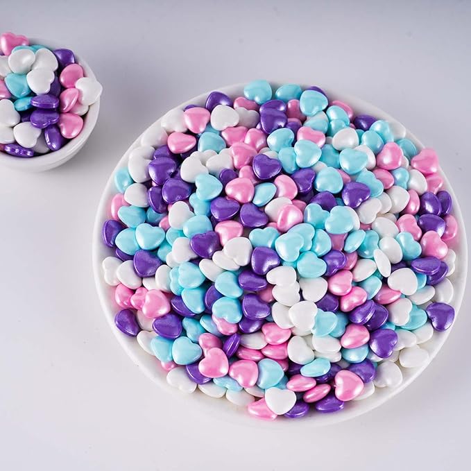 Kasvan Mixed Heart Shapes Sprinkles - Edible Candy Pearls 130g/4.58 Oz, Mix Size, Baking Cake