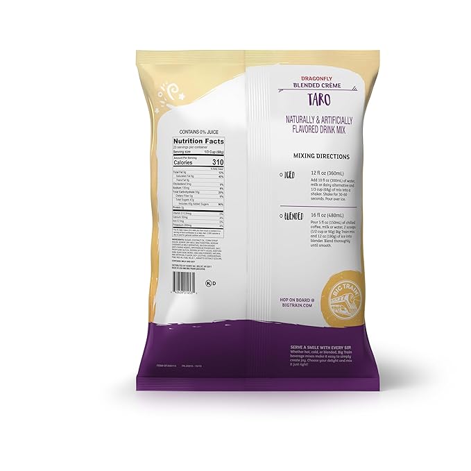 Big Train Dragonfly Taro Blended Cr챔me Beverage Mix, 3.5 Pound (Pack of 1)