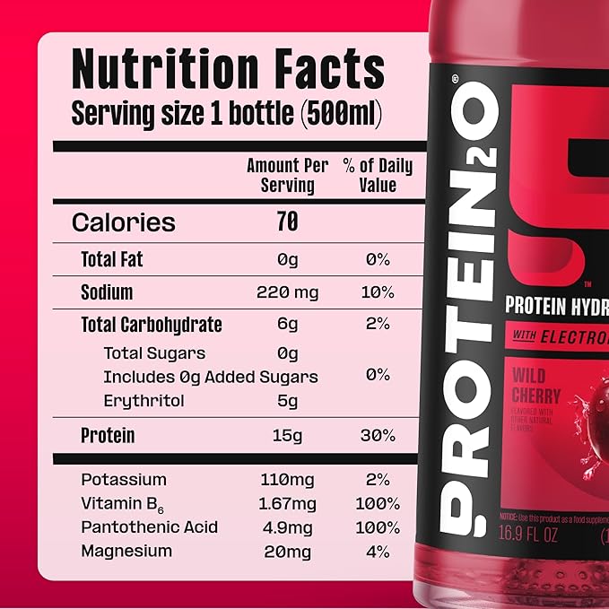 Protein2o Hydration Drink - 2-in-1 Liquid Clear Whey Protein Isolate and Electrolyte Drink - 15g
