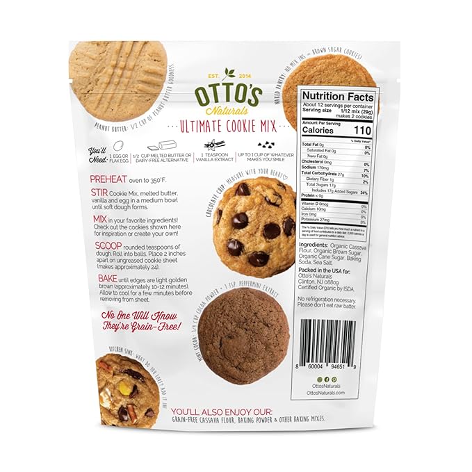 Otto's Naturals Grain-Free Ultimate Cookie Mix, 12.2 Oz., Top 9 Allergen-Free, Organic Cassava