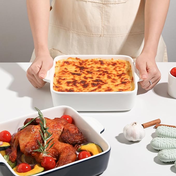 Sweejar Ceramic Baking Dish, 8 x 8 Cake Baking Pan for Brownie, Porcelain Square Bakeware with
