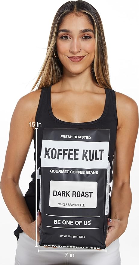 Koffee Kult Dark Roast Whole Bean Coffee 100% Arabica Coffee Beans, Gourmet Artisan Blend with