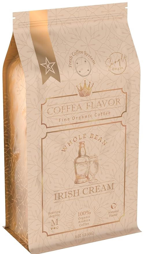 Irish Cream Flavored Whole Bean Coffee ??100% Arabica, Organic, No Artificial Sweeteners, Naturally