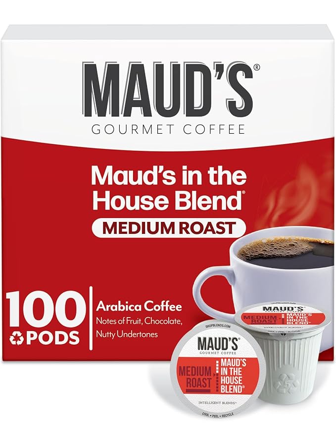 Maud's Medium Roast Coffee Pods, 100 ct, Recyclable Single Serve Pods – 100% Arabica Coffee