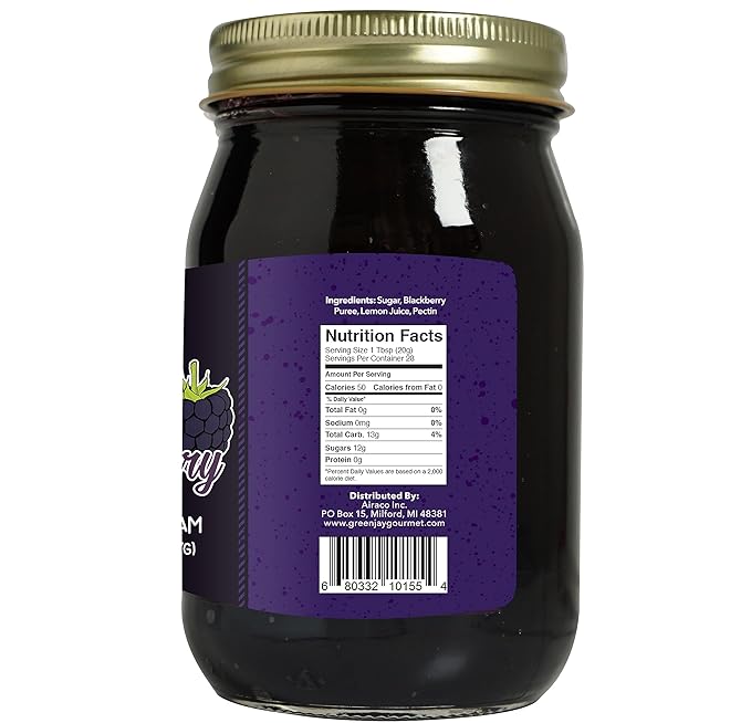 Green Jay Gourmet Classic Jam Collection - Cherry, Blackberry, & Strawberry Jam - All-Natural Fruit
