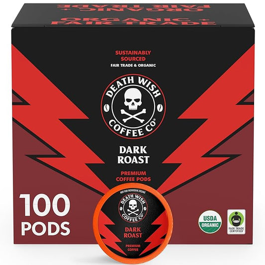 Death Wish Coffee - Single Serve Pods - Dark Roast Coffee Pods - Made with USDA Certified Organic