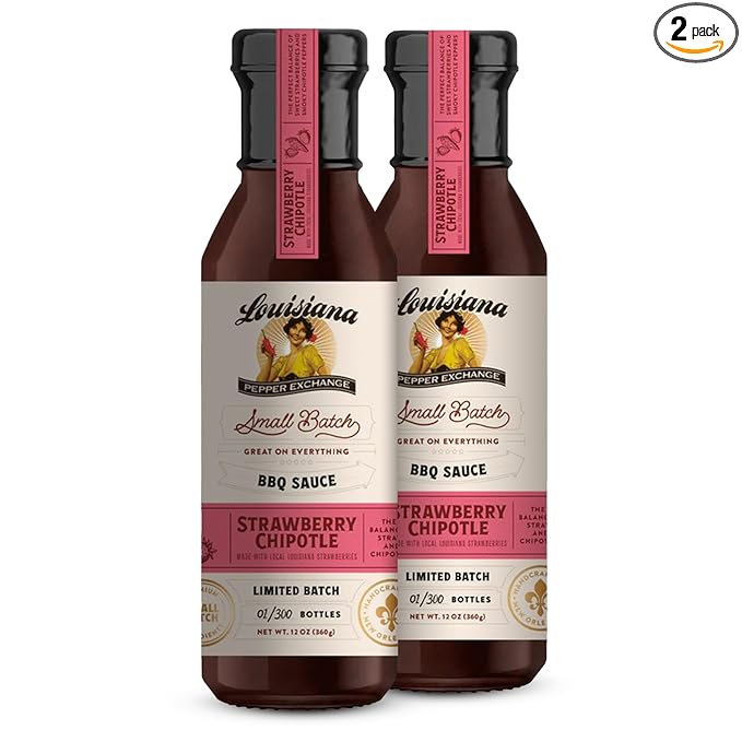 Louisiana Pepper Exchange Strawberry Chipotle BBQ Sauce, Gluten-Free, 12 Fl Oz, 2-Pack