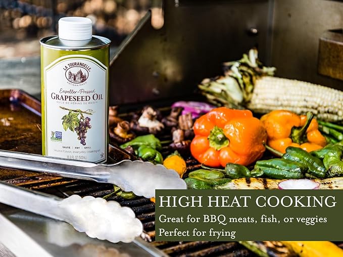La Tourangelle, Expeller-Pressed Grapeseed Oil, High Heat Neutral Cooking Oil, Cast Iron Seasoning