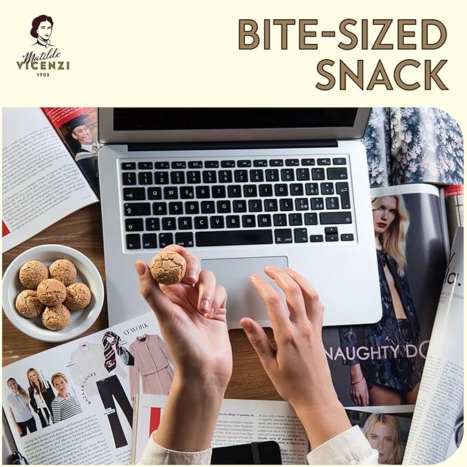 Matilde Vicenzi Amaretti Cookies - Gourmet Italian Crispy Almond Cookies - Bite-Sized Traditional
