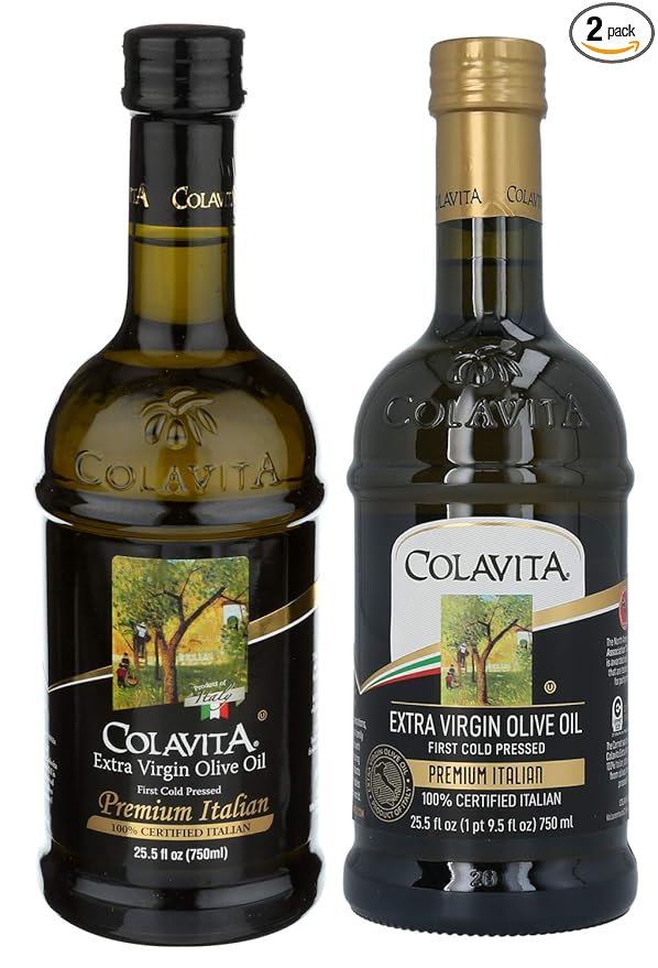 Colavita Premium Italian Extra Virgin Olive Oil, 25.5 Fl Oz (Pack of 2), Glass Bottles - Packaging