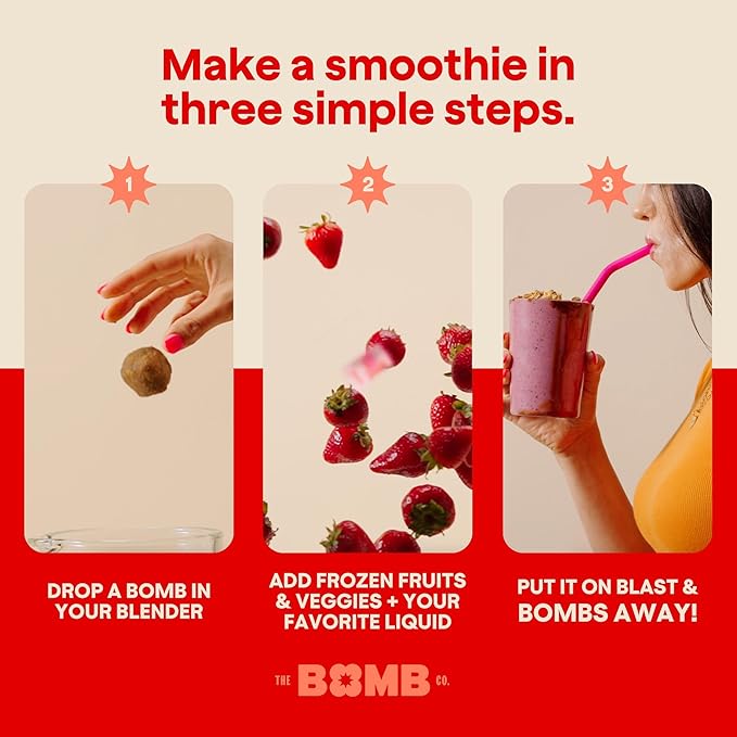 The Bomb Co. Blender Bomb, Peanut Butter Blast, Superfood Smoothie Mix with Chia Seeds, Hemp Seeds