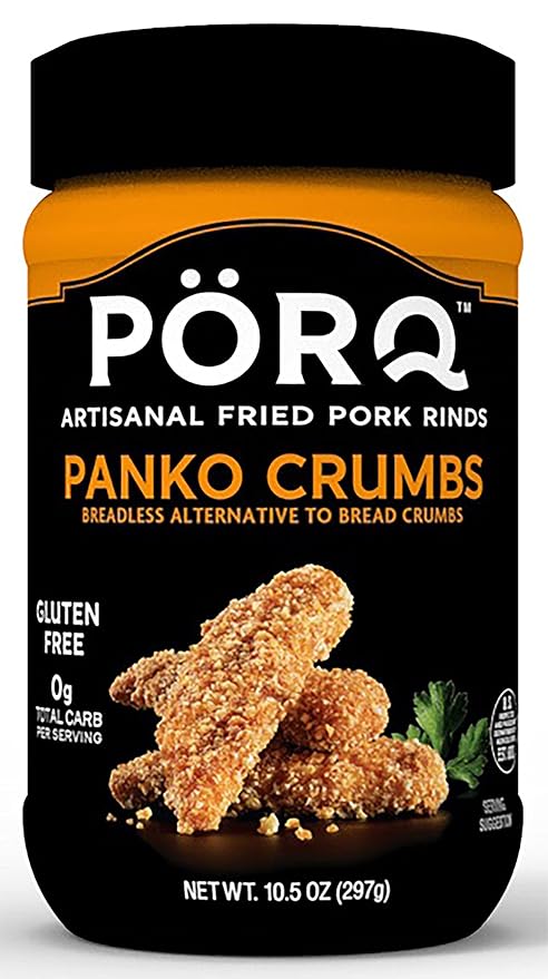PORQ Artisanal Fried Pork Rinds, Panko Crumbs, Breadless Alternative to Bread Crumbs, Zero Carbs