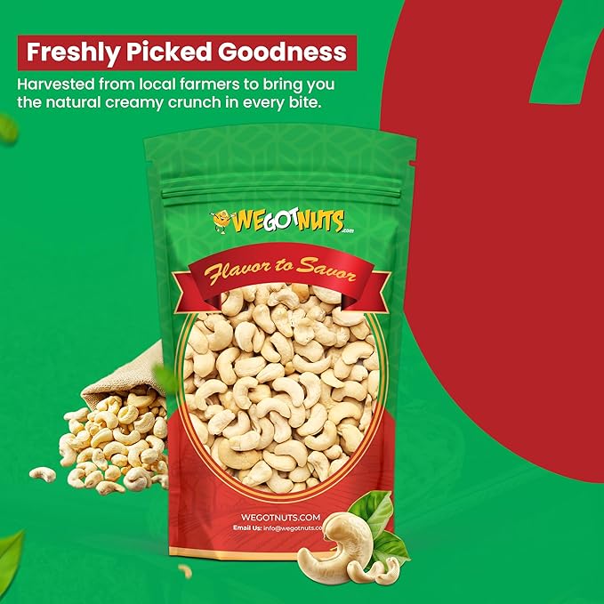 Raw Whole Unsalted Cashews ??5 lbs.- Premium Quality Kosher Raw Cashews By We Got Nuts ??Oil-Free