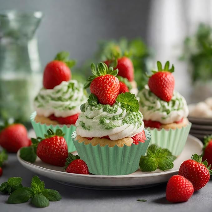 Whaline 600Pcs Mini Sage Green Cupcake Liners Gradient Green Wedding Baking Cups Cupcake Wrappers
