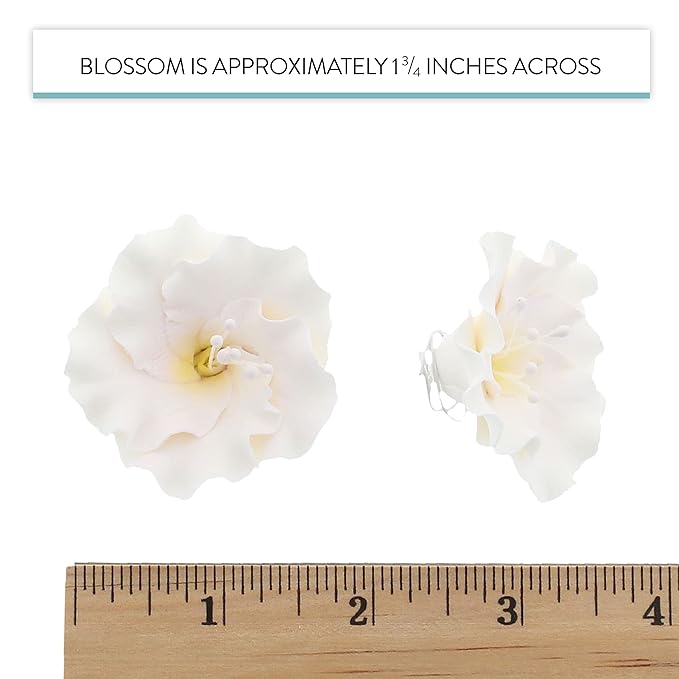 Global Sugar Art Azalea 1.75 Inch Sugar Cake Flowers White with Wire and Stamen, 10 Count by Chef