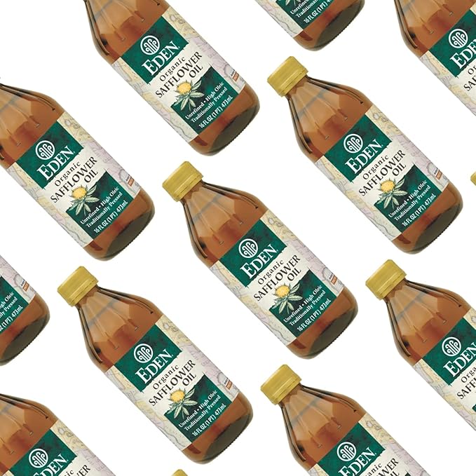 Eden Organic Safflower Oil, Unrefined, High Oleic, Traditionally Pressed, 16 fl oz Amber Glass