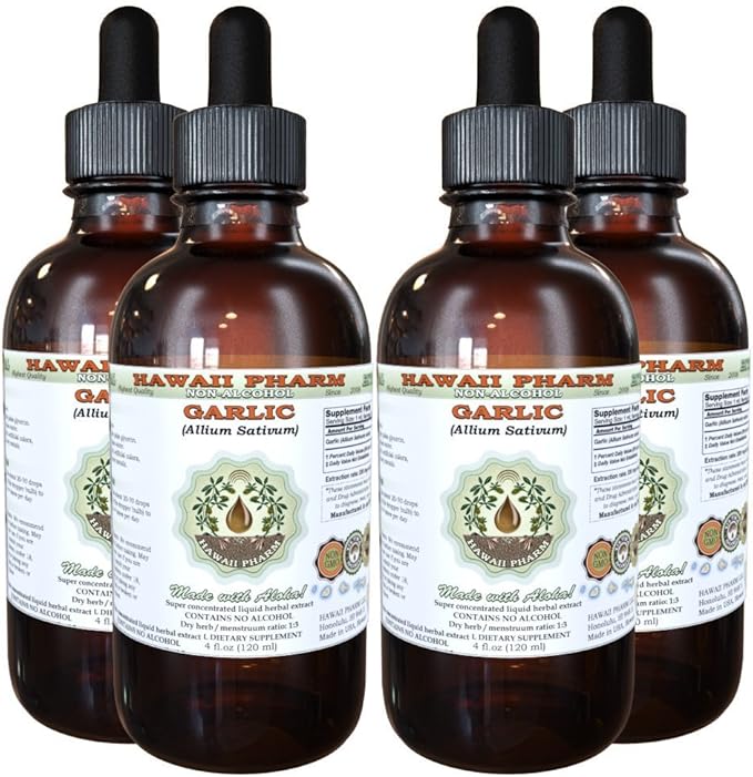 Garlic Alcohol-Free Liquid Extract, Organic Garlic (Allium sativum) Dried Powder Glycerite Hawaii