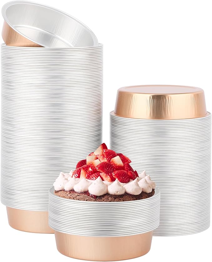 Beasea Aluminum Foil Ramekins, 7.3oz 200 Pack 4 Inch 215ml Disposable Ramekins Foil Cups No Lids