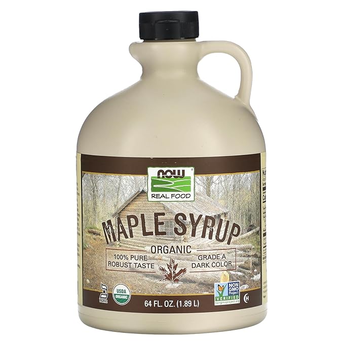 NOW Foods, Certified Organic Maple Syrup, Grade A Dark Color, Certified Non-GMO, Pure, Robust