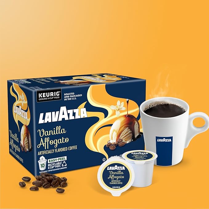 Lavazza Vanilla Affogato Coffee, Single Serve Keurig K-Cup Pods, Flavored Coffee, 60-Count Box (6