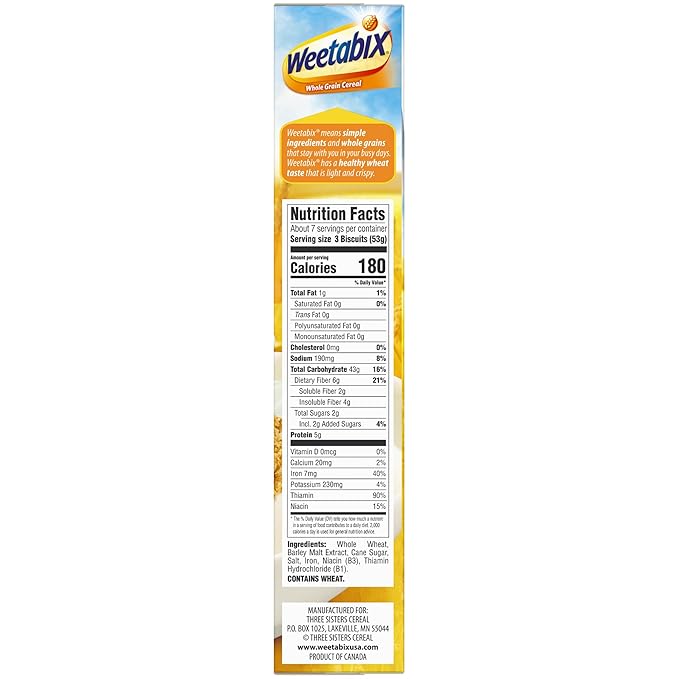 Weetabix Biscuits Whole Grain Cereal, Lightly Sweet Whole Grain Wheat Biscuits, Delicious as Part