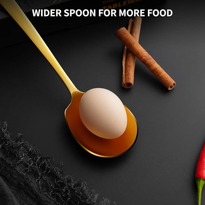 4 Piece Stainless Steel Serving Spoons Set - 4 Large Spoons, 9.2-Inch, Dishwasher Safe, for