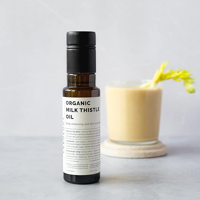 Erbology Organic Milk Thistle Oil 3.4 fl oz - Cold-Pressed - High in Vitamin E - Detoxifying