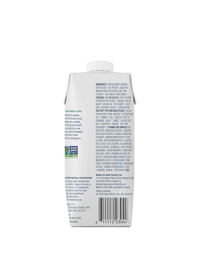 KATE FARMS Organic 1.4 High Calorie Nutrition Shake, Chocolate, 20g Protein, 27 Vitamins and