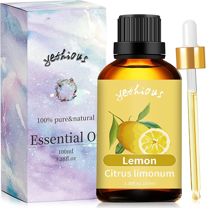 yethious Lemon Essential Oil Lemon Essential Oill for Diffuser, Perfume, Body, Skin, Hair, Candle