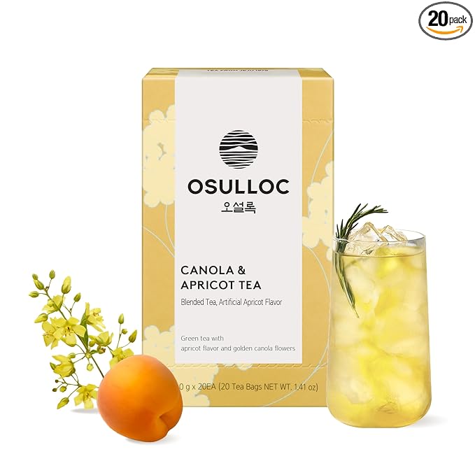 OSULLOC Canola & Apricot Tea (Aromatic Canola flower & Apricot), Premium Blended Tea from Jeju, Tea