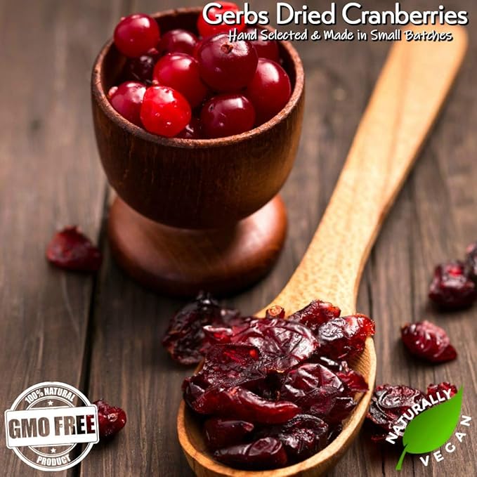 Gerbs Dried Cranberries 2 lbs. | Unsulfured, No Additives, Resealable Bag | Naturally Tart & Juicy