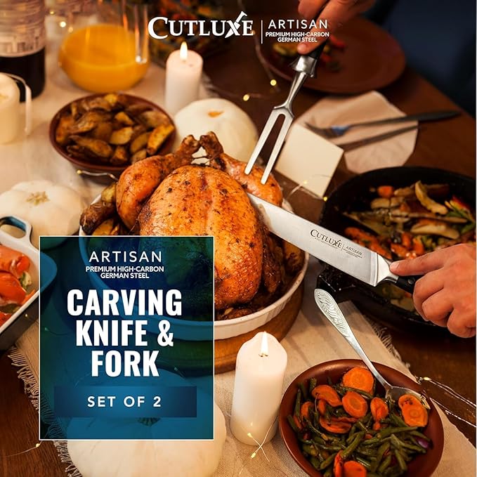 Cutluxe Turkey Carving Knife Set Carving Fork & Knife for Meat, BBQ, Brisket Razor Sharp Premium