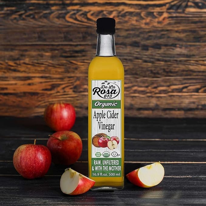 De La Rosa Organic Apple Cider Vinegar, Raw & Unfiltered with The Mother, Kosher for Passover