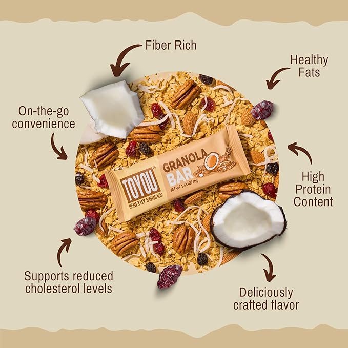 ToYou Chewy Fruit and Nut Bars - Healthy Protein Snacks | Granola Bar - 1.41 Ounce (Pack of 12) |