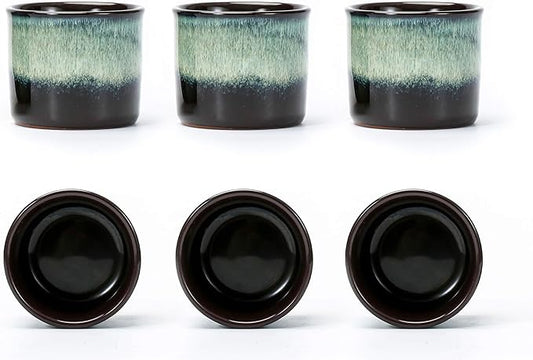 Japanese Tea Cups Set of 6 Ceramic Tea Cups, 2.5 Ounces Ceramic Cups, Matcha Cups (magic exterior)